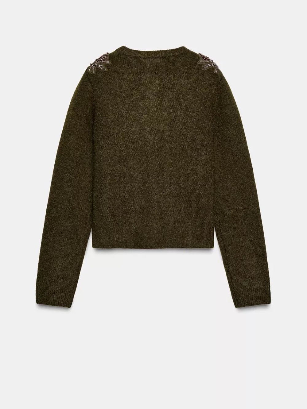 NWT Zara Green/Brown Wool Blend Beaded Cardigan. Size L. - Picture 8 of 13